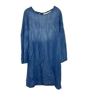 Cloth & Stone Anthropologie Womens Bell Sleeve Chambray Shift Dress Blue Size M